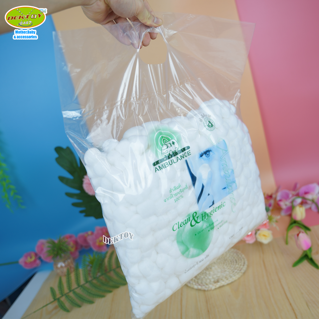 สำลีก้อนตรารถพยาบาล-Cotton Ball Ambulance 400 กรัม