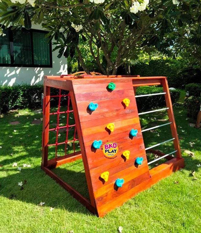 เครื่องเล่นสนามไม้ชุด A งานกลางแจ้งไม้เนื้อแข็ง ปีนป่ายเชือก,ปีนหน้าผา ปีนป่ายไม้ เครื่องเล่นสนามกลางแจ้ง ของเล่นสนาม สินค้าสั่งผลิต woodplayground