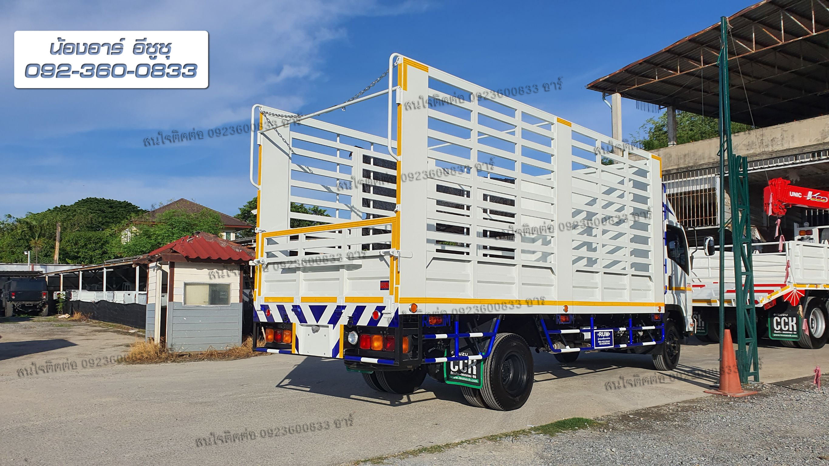 6 ล้อ ISUZU FRR190/210 แรงม้า คอกเหล็กกล่อง เปิดบานซ้าย (มีเสากลาง)