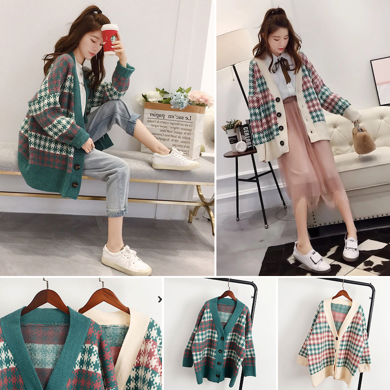 เสื้อกันหนาว เสื้อคลุมไหมพรมกันหนาว เนื้อไหมพรมทอหนานุ่ม (มี 2 สี)