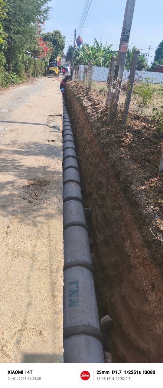 งานวางระบบท่อระบายน้ำ เทศบาลตำบลเบิกไพร อ.บ้านโป่ง