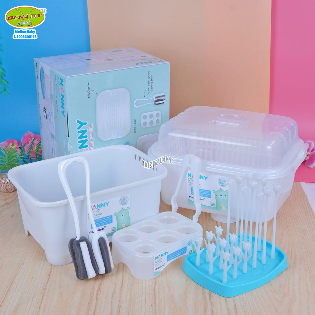 NANNY แนนนี่+Microban ชุดอุปกรณ์ล้างขวดนมและจัดเก็บขวดนม6ชิ้น S6-N216