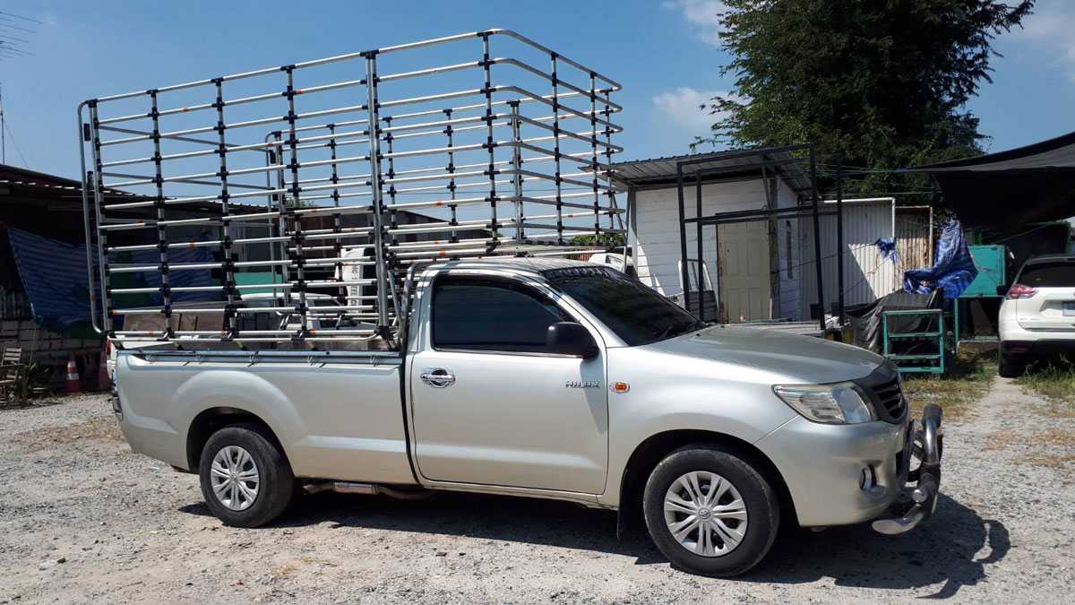 กระบะสแตนเลส โตโยต้า วีโก้ ทำสีพร้อมติดตั้ง+คอกสูง 170 ซม.หัวเต็มครับ