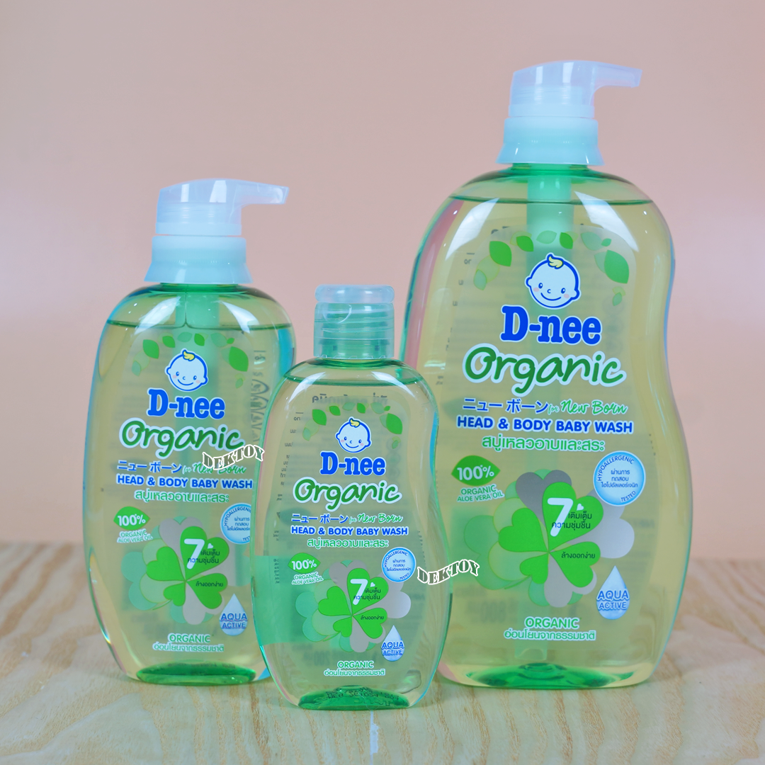 D-nee ดีนี่ ออร์แกนิค สบู่และแชมพูอาบน้ำ ฟอร์นิวบอร์น สีเขียว