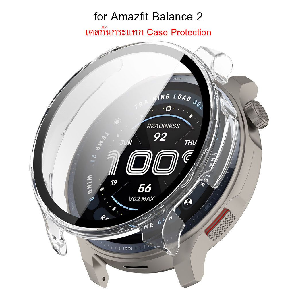 Shopdodi เคส สำหรับ Amazfit Balance 2 Case Glass เคสกันกระแทก