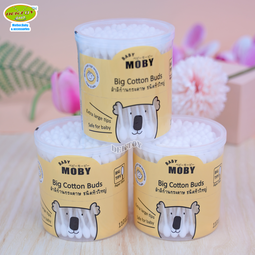 Baby moby เบบี้โมบี้ สำลีก้าน คอตตอนบัตก้านกระดาษหัวใหญ่ 110 ก้าน