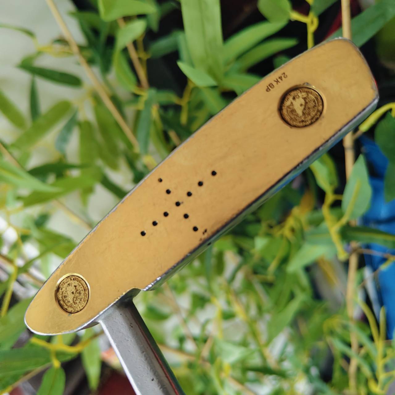 PUTTER HIRO HONMA FE-8032 หน้าทองคำ 24K BP ก้าน TWIN KICK DORIC Titanium 4 ดาว