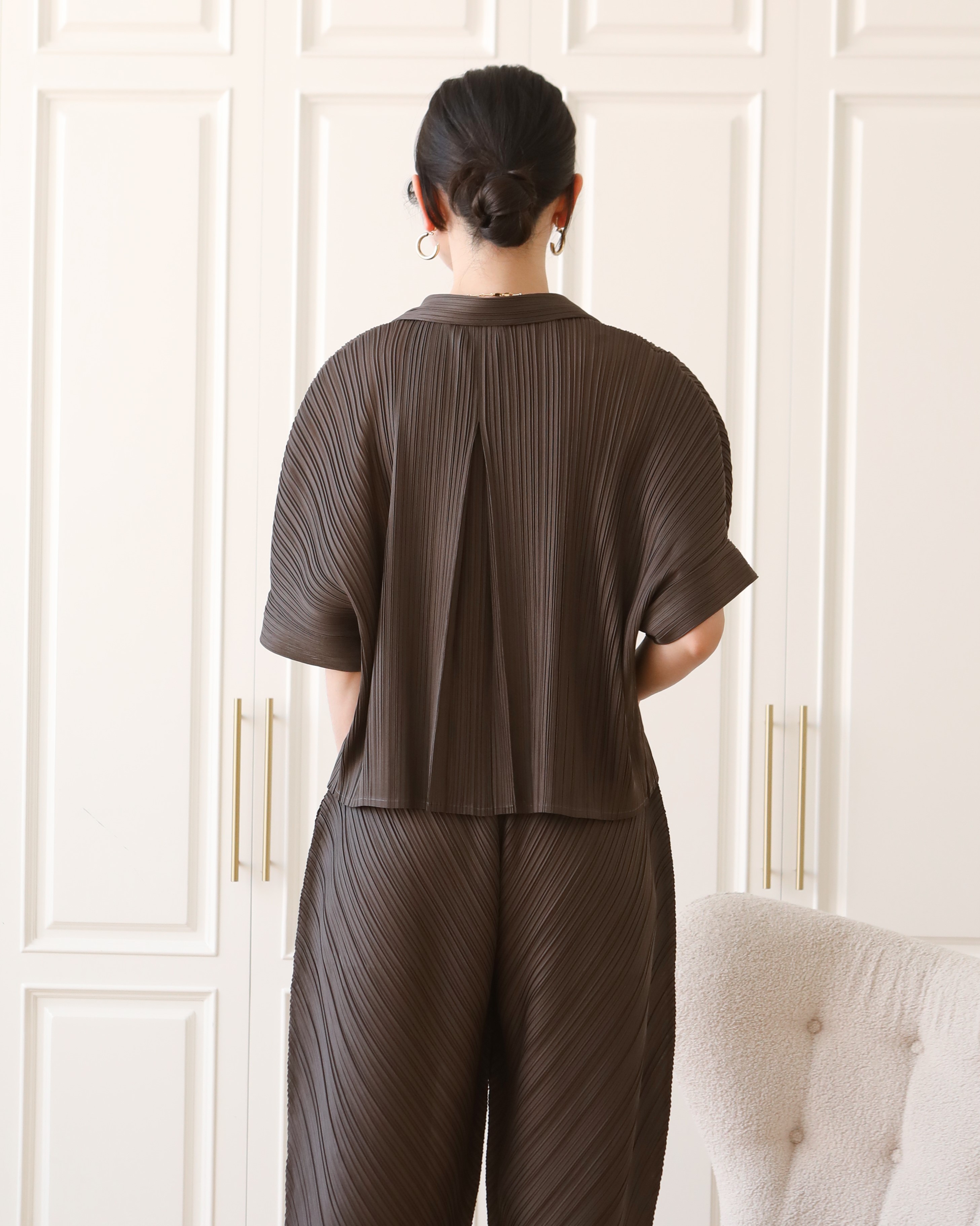 2MUAY รุ่น GJO3697 เสื้อผู้หญิง เสื้อพลีทคุณภาพ 12 สี FREE SIZE EVERYDAY COLLAR BUTTON FRONT PLEATED TOP