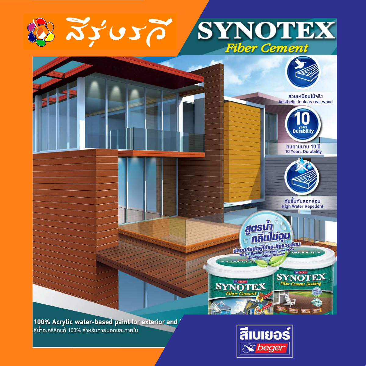 Synotex Fiber Cement สีทาไม้ไฟเบอร์ซีเมนต์ ซินโนเท็กซ์ สีทาไม้เทียม