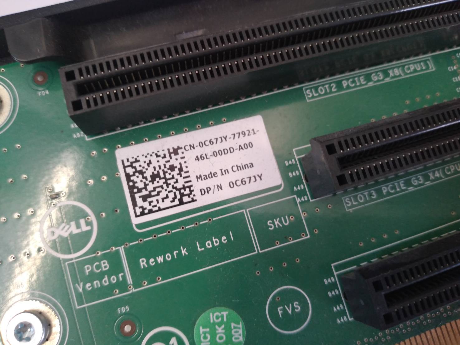 Dell Poweredge R520 Pci-e 1P Riser 2 Card Board C67JY 0C67JY