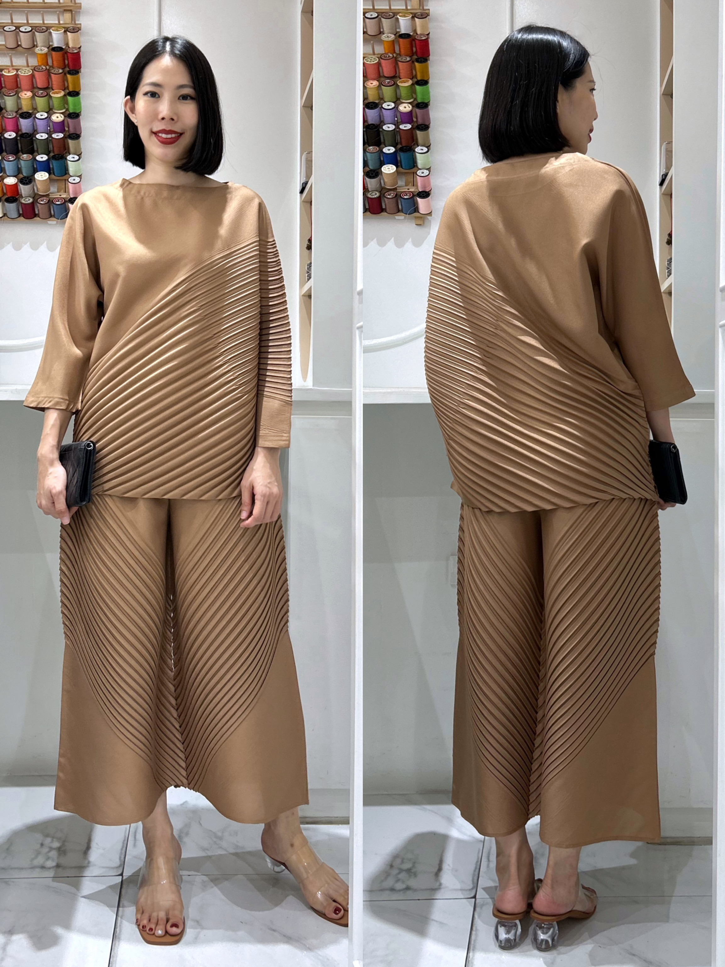 ปรับราคาลง20%!! กก. ยาว34นิ้ว 2MUAY รุ่น GJO2010 / GJO2016 เซ็ตพลีทคุณภาพ CHIC DIAGONAL PLEATED SET 7 สี FREE SIZE