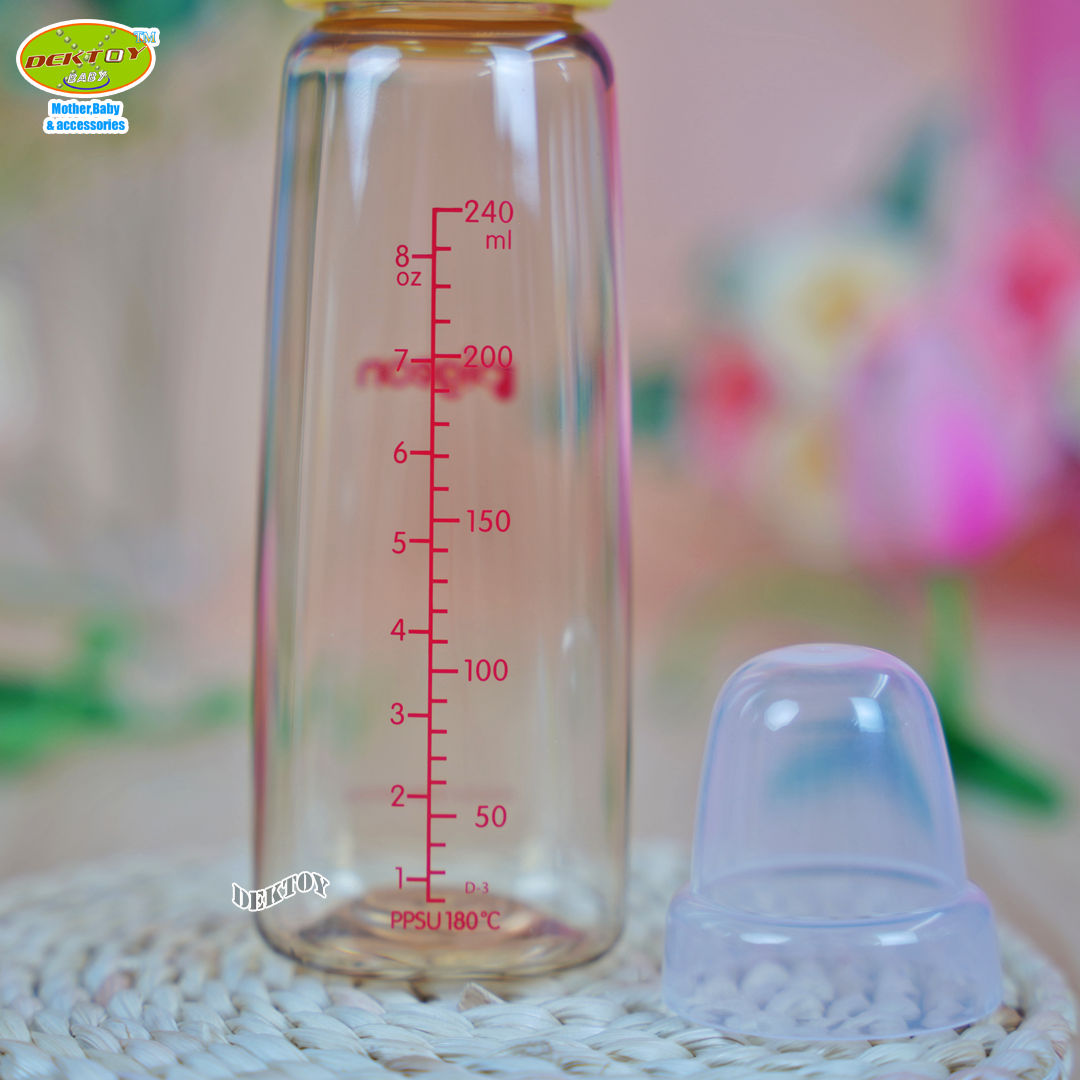 PIGEON พีเจ้น ขวดนมพีเจ้นสีชา PPSU 8 ออนซ์ 240 มล ทรงมาตรฐาน พร้อมจุกนมเสมือนนมมารดา รุ่น มินิ size M