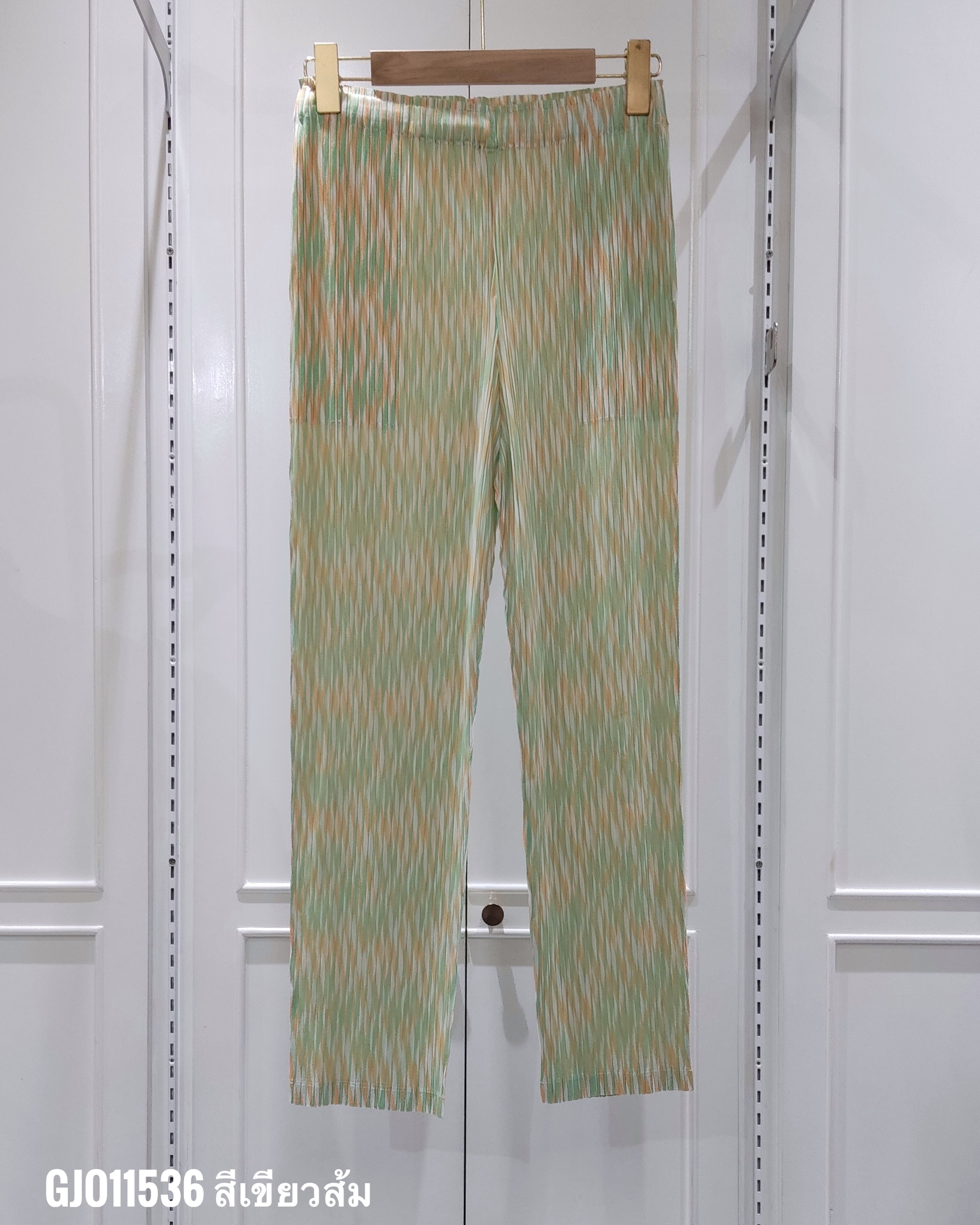 ยาว 36นิ้ว!! 2MUAY รุ่น GJO11536 กางเกงพลีทคุณภาพ SLIM STRAIGHT PRINTED PLEATED PANTS 5 สี FREE SIZE
