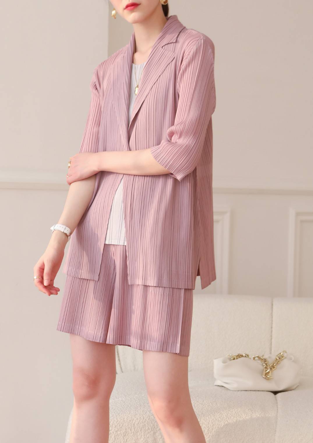 2MUAY รุ่น GJO7717/GJO7718 ชุดอัดพลีท เซ็ตพลีทคุณภาพ 9สี FREE SIZE CARDIGAN/BLAZER PLEATED SET
