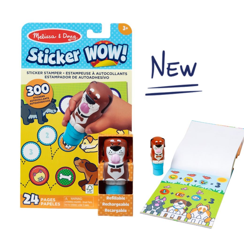 สมุดกิจกรรม ตัวปั้มสติกเกอร์ WOW! ตีมสุนัข พร้อมสติกเกอร์ 300 ดวงActivity Pad & Sticker Stamper Dog,Melissa & Doug, ของเล่นเสริมพัฒนาการ, ของเล่น