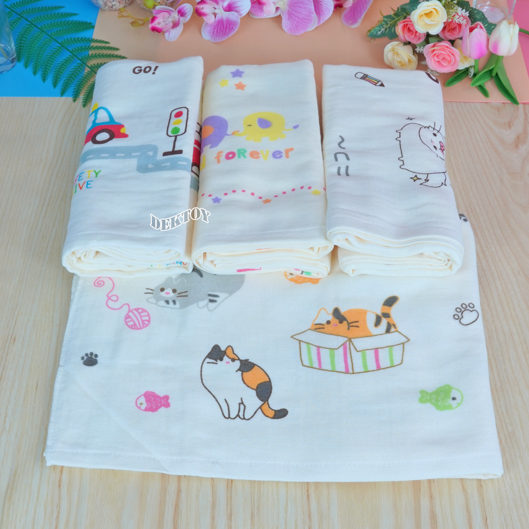 ผ้าเช็ดตัวเด็ก2หน้า ผ้าคอตตอน ผ้าขนหนู ไซส์ 24 x 48 นิ้ว