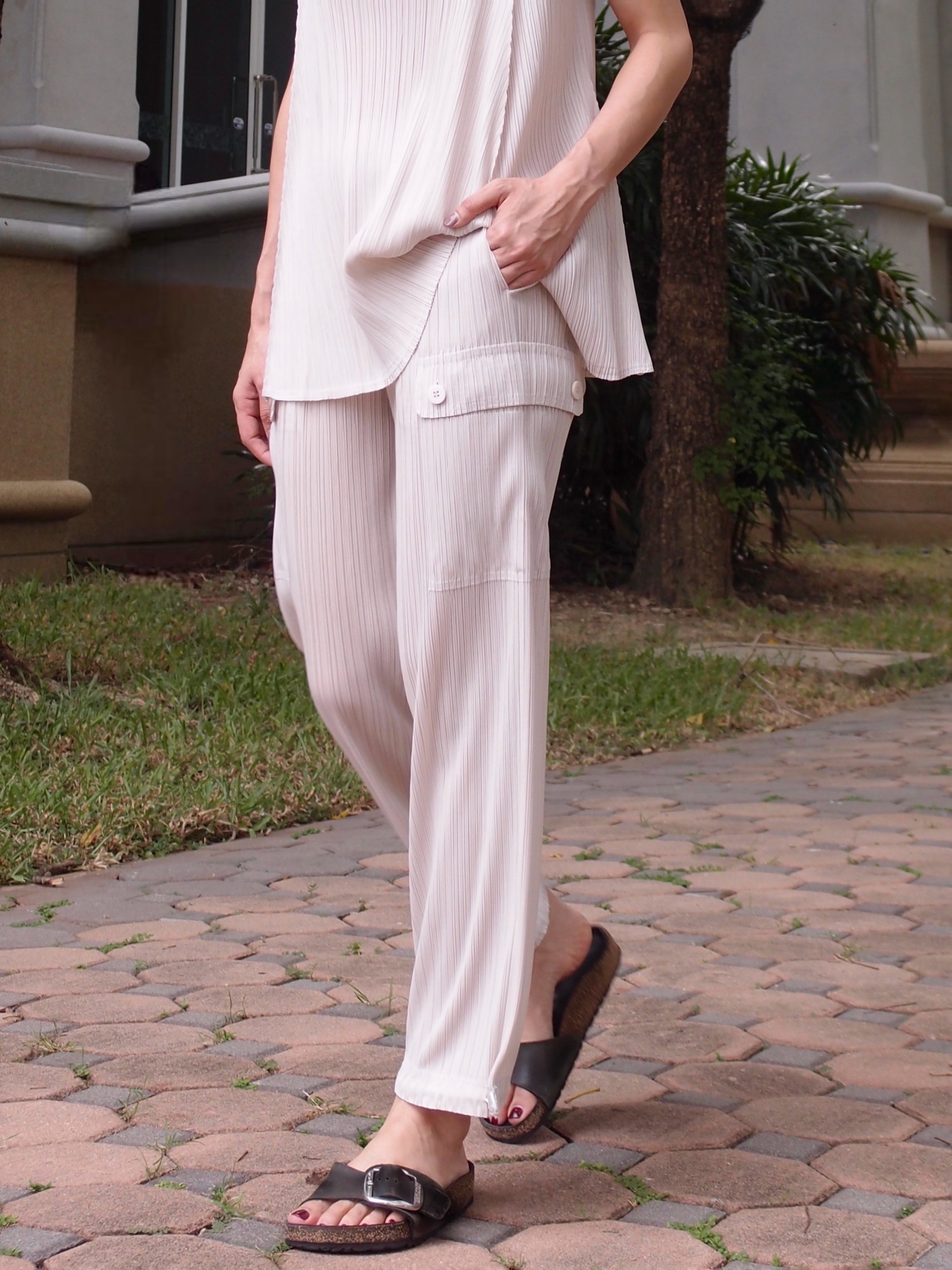 ยาว 36.5นิ้ว! 2MUAY รุ่น GJO5361 กางเกงพลีทคุณภาพ CARGO STRAIGHT LEG PLEATED PANTS 10 สี FREE SIZE