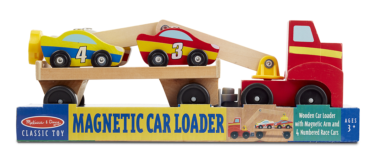 รถยกพร้อมแม่เหล็ก มีรถพร้อมตัวเลข 4 คัน Magnetic Car Loader, ของเล่น,ของเล่นเสริมพัฒนาการ, ของเล่นอเมริกา,melissa