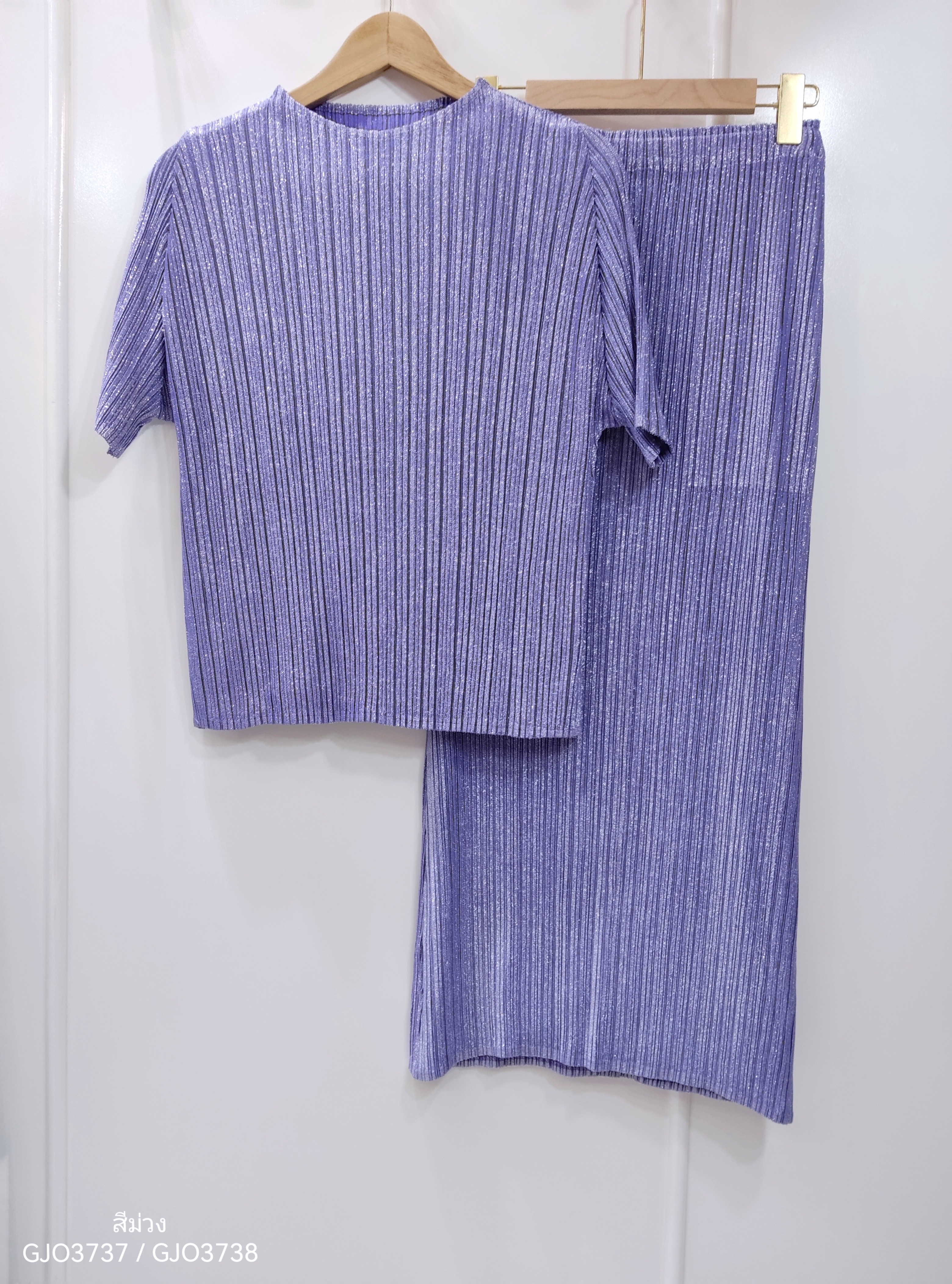 2MUAY รุ่น GJO3737 /GJO3738 เซ็ตพลีทคุณภาพ GLITTER PLEATED SET 7 สี FREE SIZE