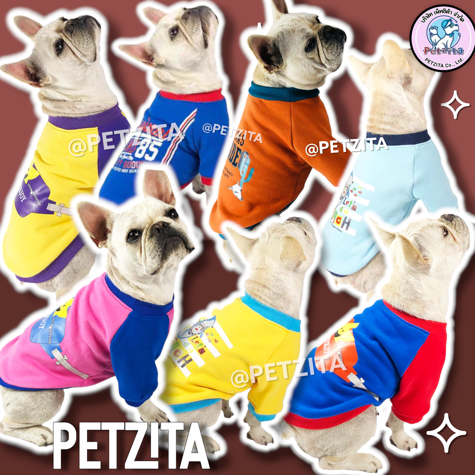 🇹🇭พร้อมส่ง🇹🇭 🐶🎽 เสื้อหมาอ้วนท้วม เสื้อแฟชั่นสุดเท่ห์ งานป้ายแบรนด์ ชุดสุนัข หมา สำเนา