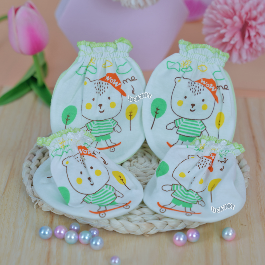 Nana ถุงมือ1คู่ ถุงเท้า1คู่ เด็กแรกเกิดทูโทน