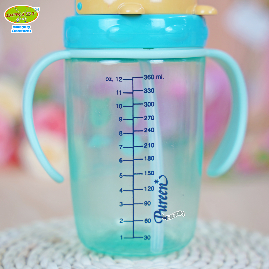 Pureen เพียวรีน ถ้วยหลอดดูดพร้อมมือจับ 12 ออนซ์ 360 มล.028080 ลายหมีพูห์