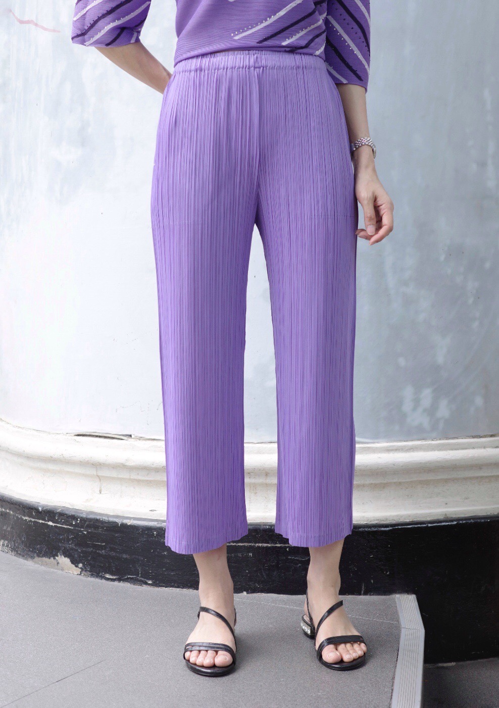 ยาว34นิ้ว! 2MUAY BASIC รุ่น GJO7573 กางเกงอัดพลีทคุณภาพ STRAIGHT PLEAT PANT 12สี FREE SIZE