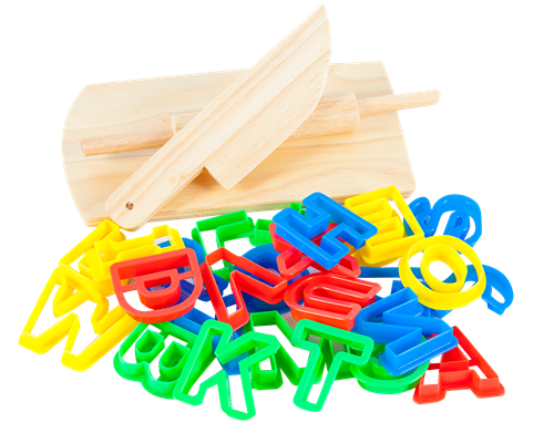 ชุดไม้นวด มีด เขียง พร้อมพิมพ์ A-Z 26 ตัว อุปกรณ์เล่นแป้งโดว์ ของเล่นเสริมพัฒนาการ ,ของเล่นเสริมทักษะ,ของเล่นเด็ก, สื่อการสอนอนุบาล