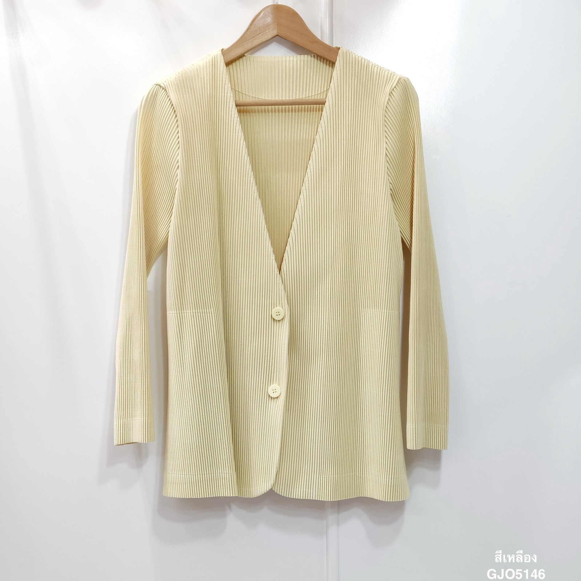 2MUAY รุ่น GJO5146 เสื้อคลุมพลีทคุณภาพ THICK V NECK LONG SLEEVE PLEATED CARDIGAN 10 สี FREE SIZE