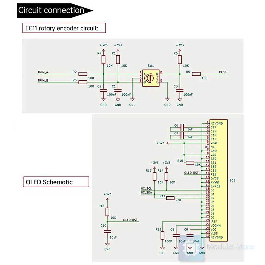 โมดูลจอพร้อมปุ่ม knob 0.96/1.3 Inch OLED Display Screen With EC11 Rotary Encoder Module IIC Interface