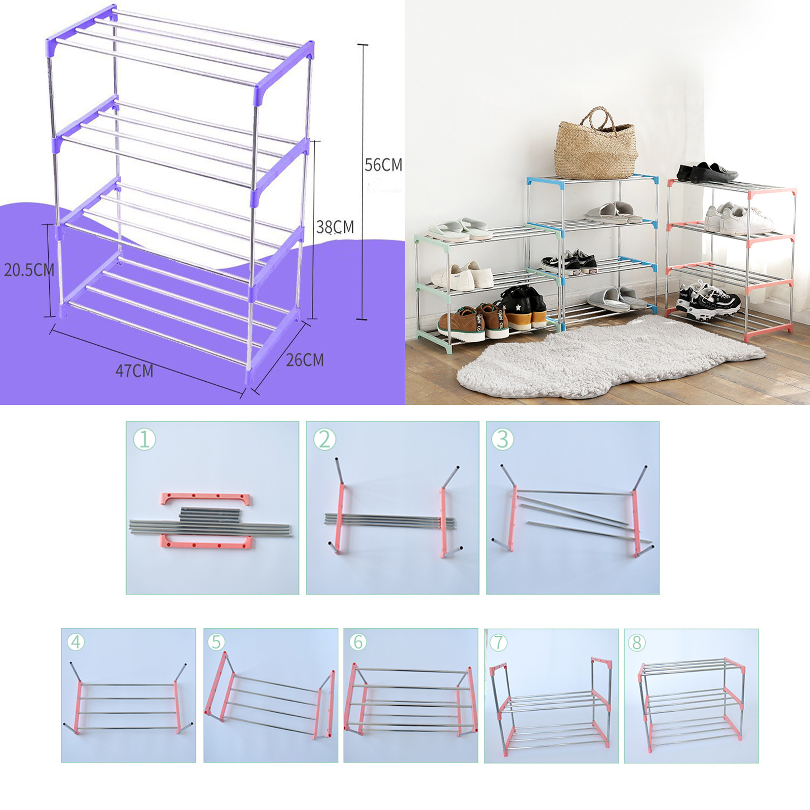 🔥Sale ลดราคา🔥 ชั้นวางรองเท้า มีให้เลือก 2ขนาด 47x26x38(3ชั้น) / 47x26x56(4ชั้น)