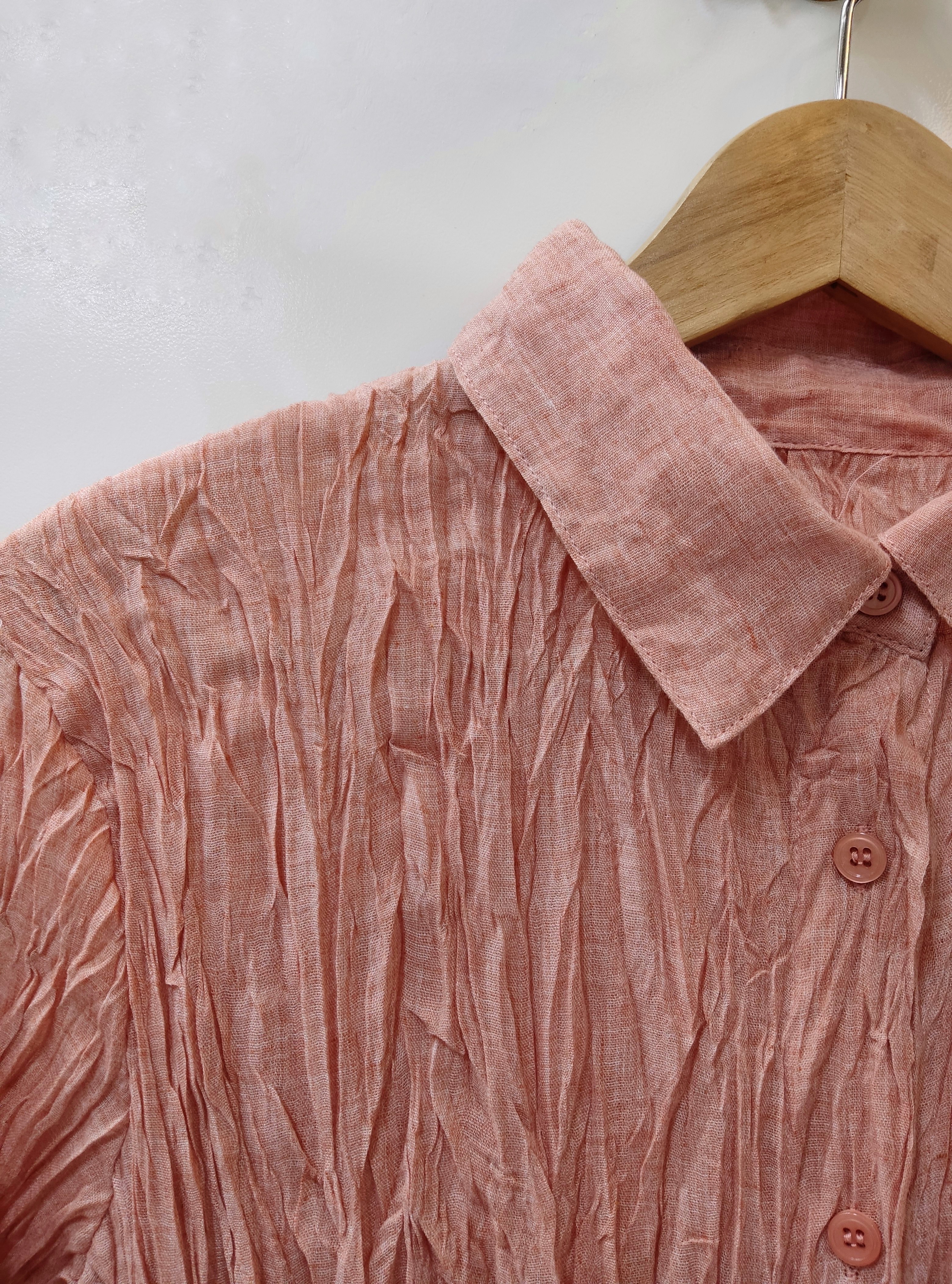 ปรับราคาลง20%!! 2MUAY รุ่น GJO10364 เสื้ออัดพลีทคุณภาพ LONG SLEEVE SHIRT COLLAR CRINKLE PLEATED TOP 4 สี FREE SIZE