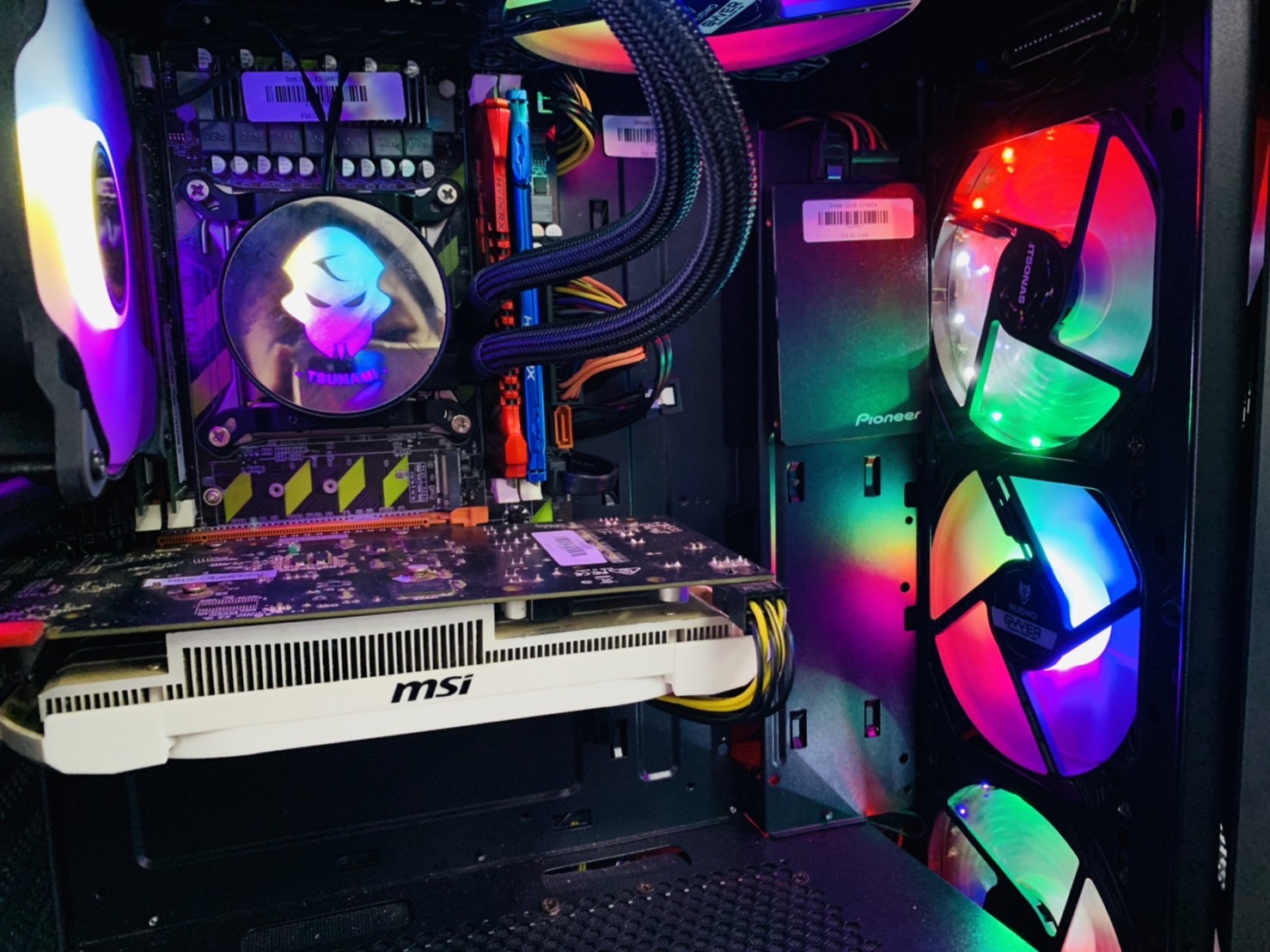 PC ประกอบ Case Nubwo GYVER 324 พร้อมจอ 24 นิ้ว ไม่มีฝาข้าง สำหรับ เล่นเกมส์ สินค้ามีประกัน