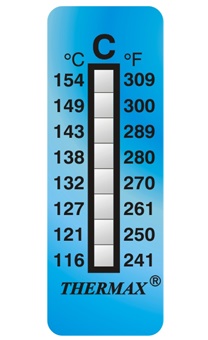 แผ่นวัดอุณหภูมิ Thermax 8 Level Strips Range C (116-154°C)