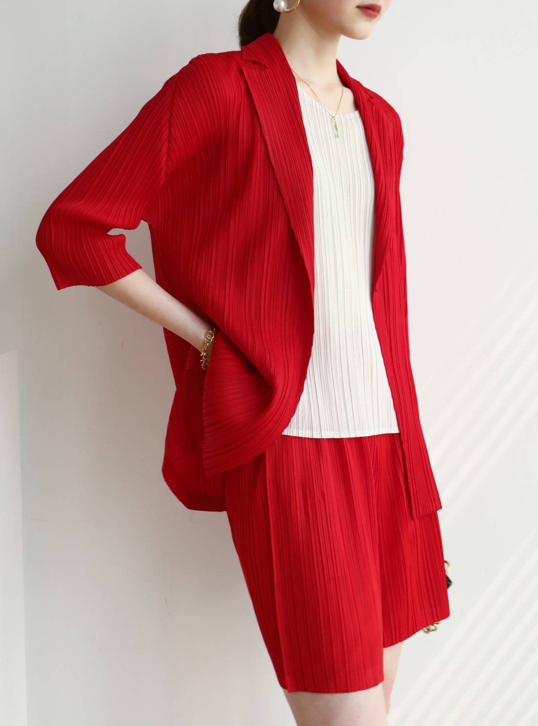 2MUAY BASIC รุ่น GJO7718 กางเกงอัดพลีทงานคุณภาพ BASIC SHORT PLEATED PANTS 12สี FREE SIZE