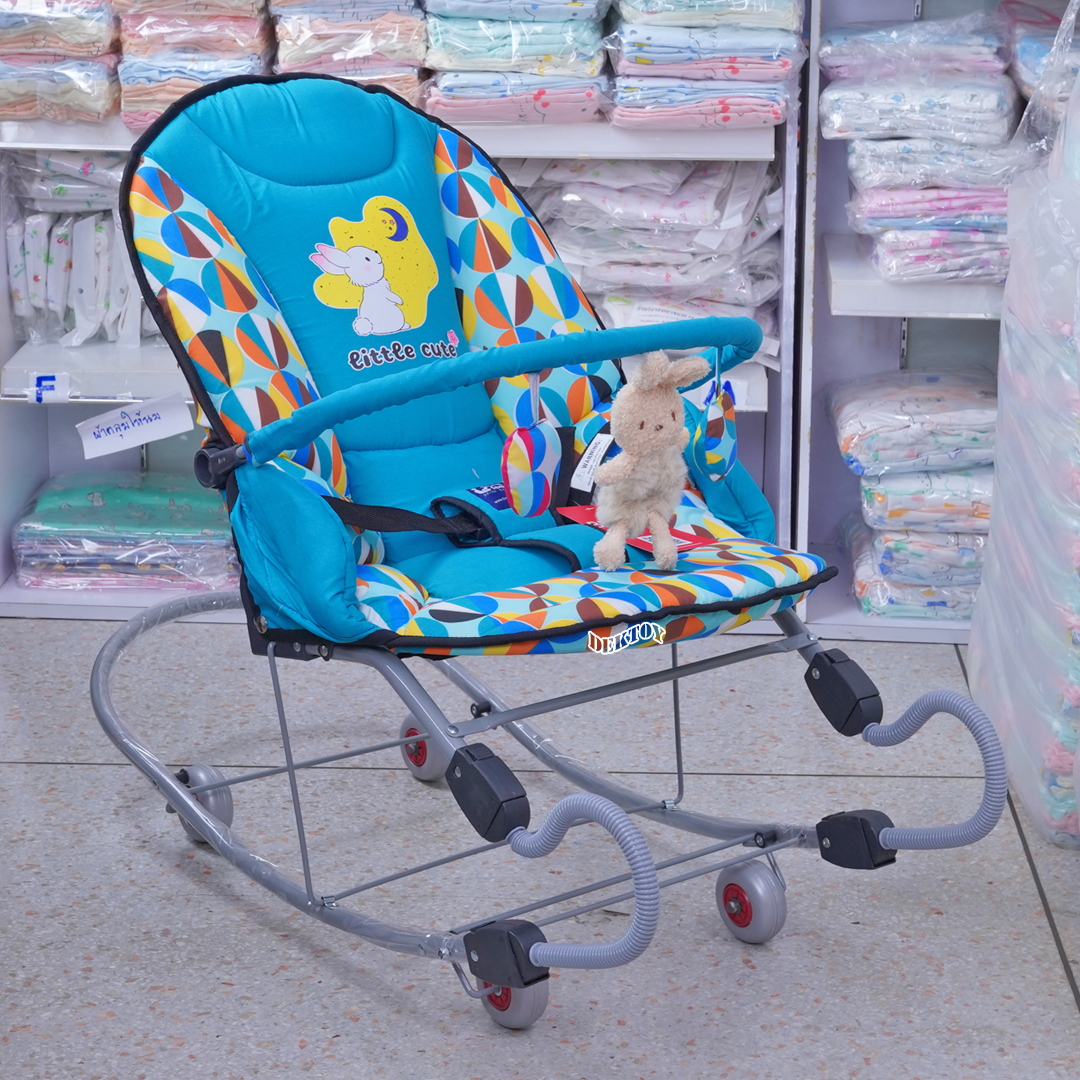 First feels เฟริสท์ฟิวส์ เปลโยกเด็กขนาดใหญ่ขาสปริง FF 482 ลายกลมใหญ่ กระต่าย