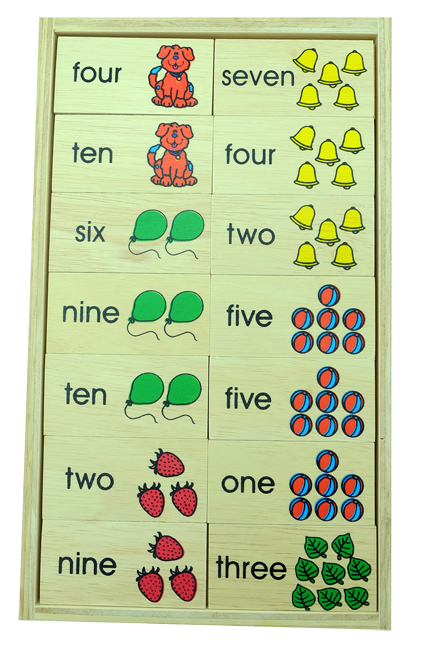 โดมิโนคำอ่าน One-Ten , ของเล่นไม้, ของเล่นเสริมพัฒนาการ, ของเล่นเด็กอนุบาล, สื่อการสอนเด็กอนุบาล