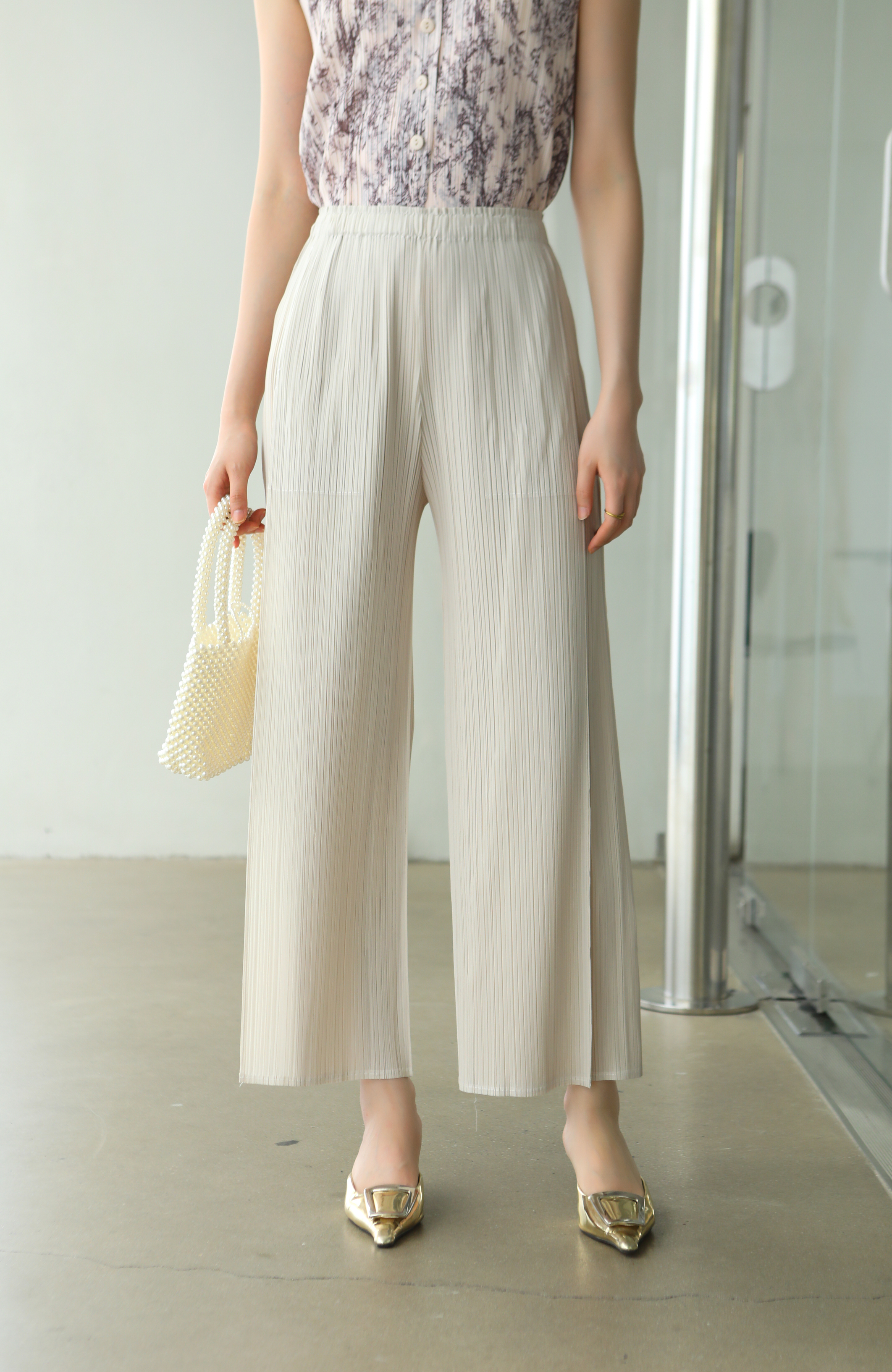 เพิ่มสีใหม่ ยาว37นิ้ว! 2MUAY รุ่น GJO7271 กางเกงอัดพลีทงานคุณภาพ BAT STRAIGHT LAYER PLEATED PANTS 18สี FREE SIZE