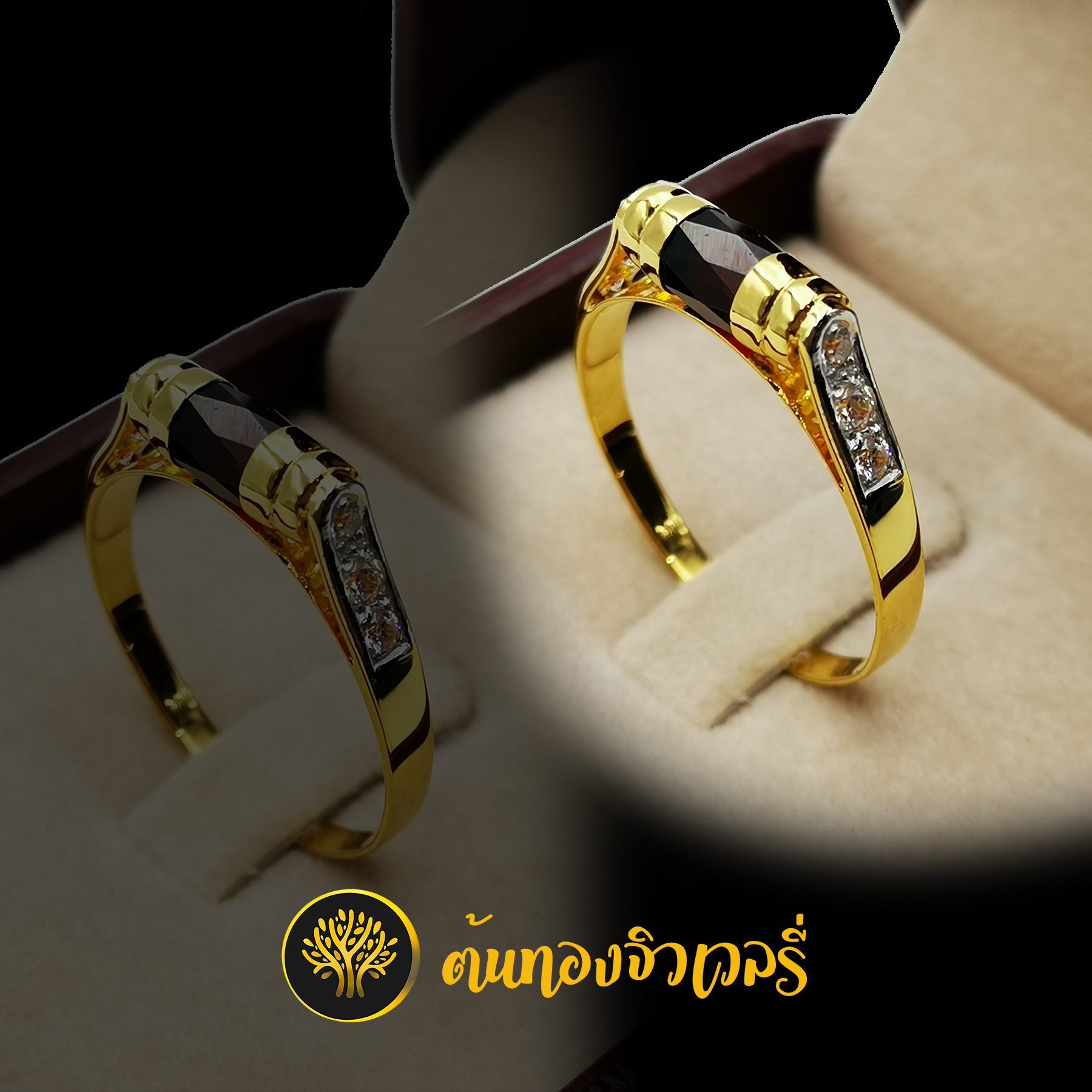 แหวนโกเมนเม็ดเดียว ก้านฝังเพชร เม็ดเดียวก็สวยได้เหมือนกันนะครับ 