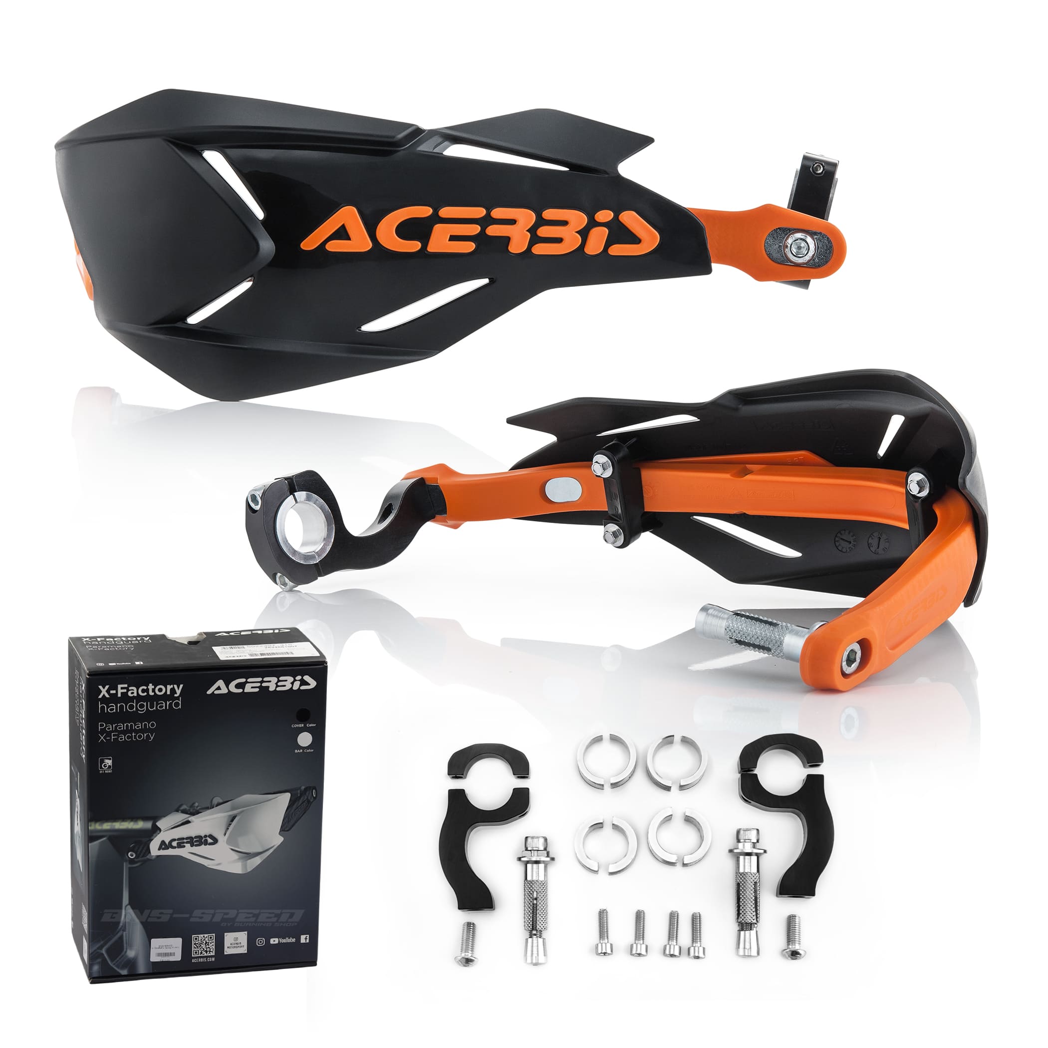 การ์ดแฮนด์ Acerbis X-Factory ดำ/ส้ม