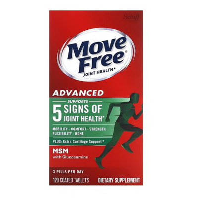 Move Free Advanced MSM With Glucosamine Joint Supplement [New Look] บำรุง และ ลดอาการอักเสบไขข้อ ขนาดใหม่ 120 เม็ด Coated Tablets คุ้มค่ากว่าเดิม