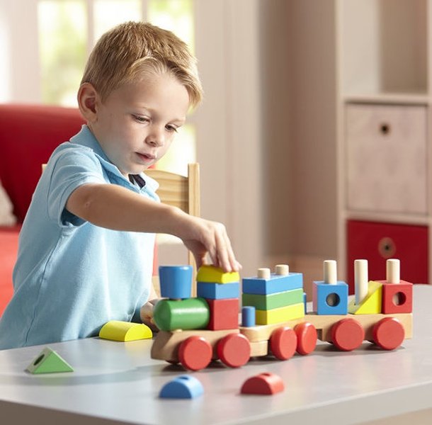 ชุดรถไฟแต่ละชิ้นเป็นชิ้นใหญ่ ต่อได้ Melissa & Doug Stacking Train รุ่น 0572 ของเล่นเสริมพัฒนาการเด็ก