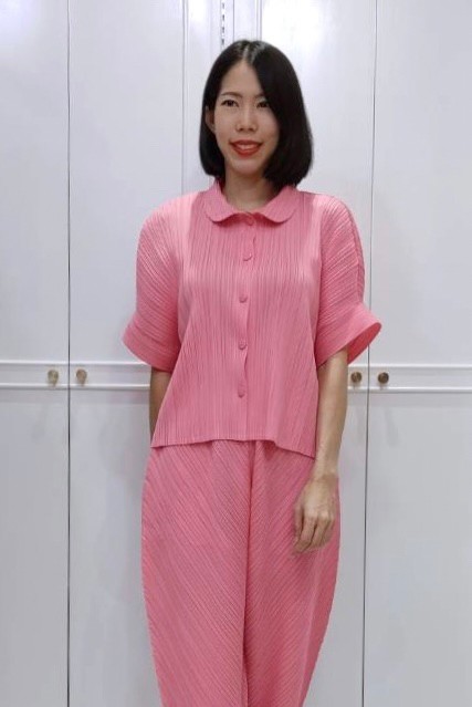 2MUAY รุ่น GJO3697 เสื้อผู้หญิง เสื้อพลีทคุณภาพ 12 สี FREE SIZE EVERYDAY COLLAR BUTTON FRONT PLEATED TOP