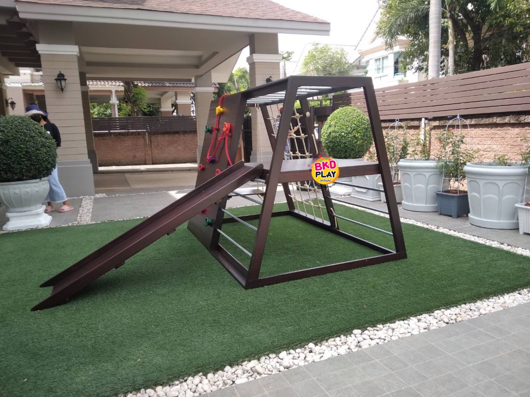 เครื่องเล่นสนามไม้ ชุด E ปีนป่ายเชือก,ปีนหน้าผา ปีนป่ายไม้ เครื่องเล่นสนามกลางแจ้ง ของเล่นสนามwoodplayground ไม้เนื้อแข็ง