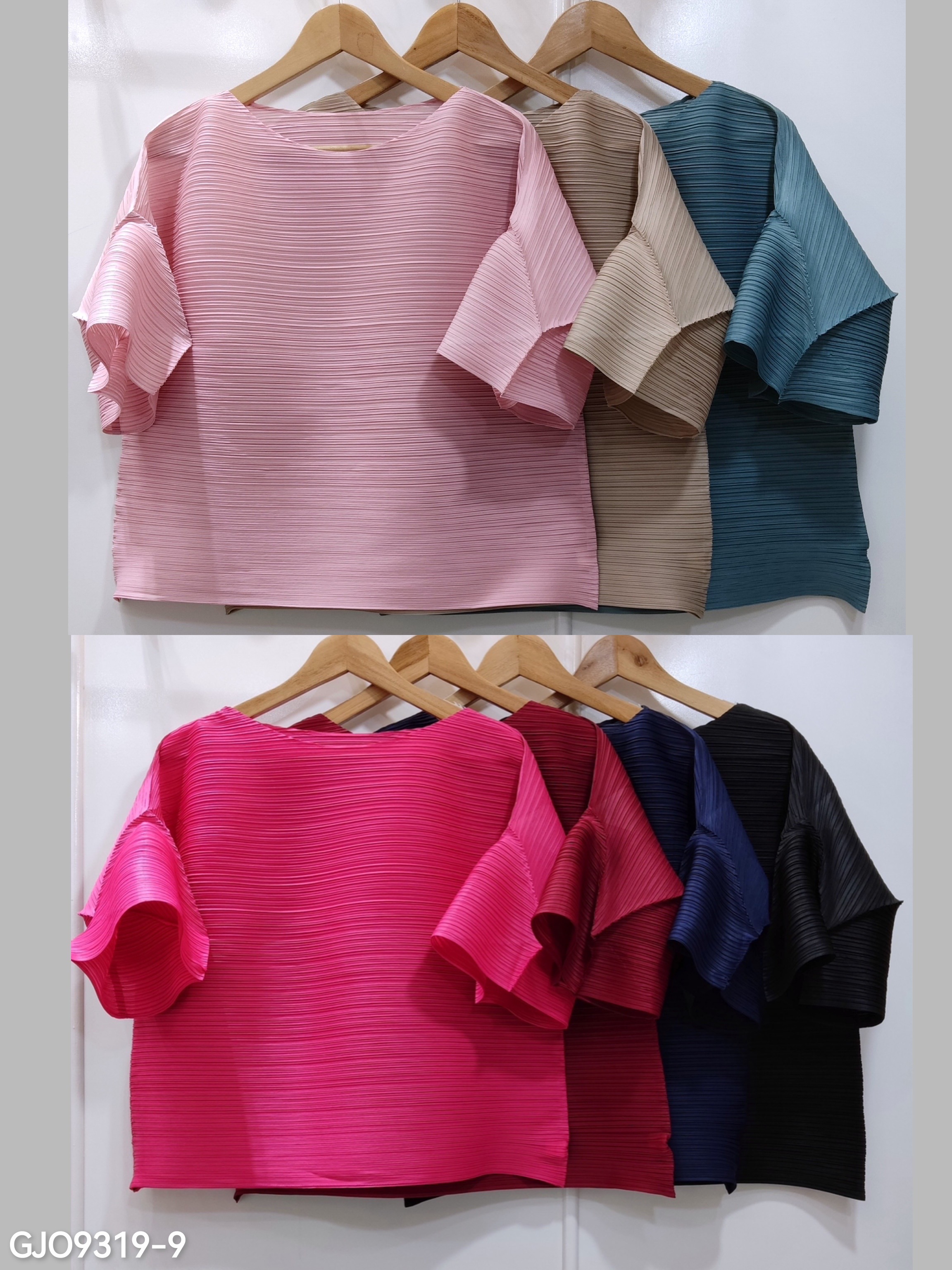 2MUAY รุ่น GJO9319-9 เสื้อพลีทคุณภาพ FLARE SLEEVE PLEATED TOP 7 สี FREE SIZE