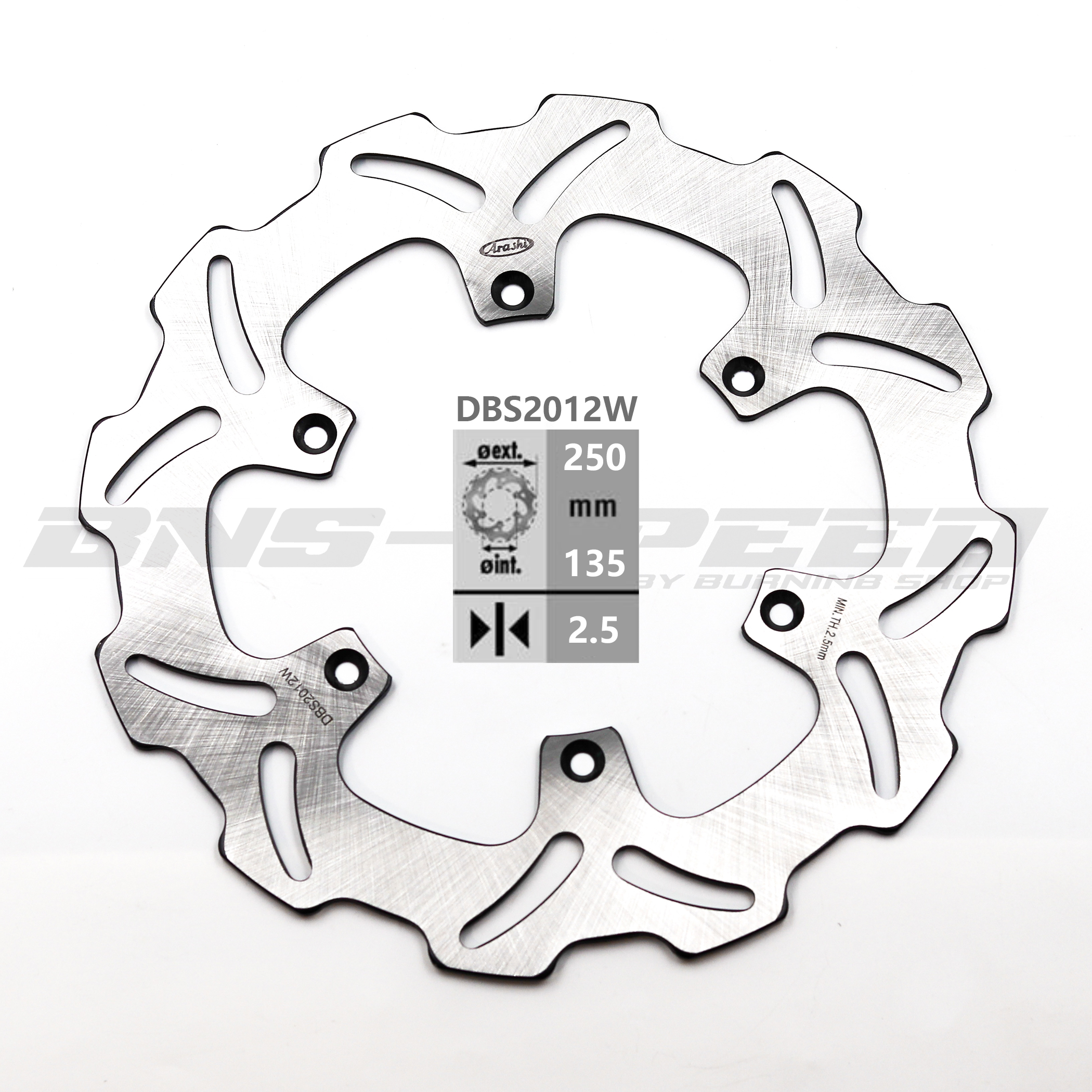 จานดิสเบรคหน้า Arashi Front Brake Disc DBS2012W Suzuki RM/DRZ, Yamaha YZ/YZF/WR