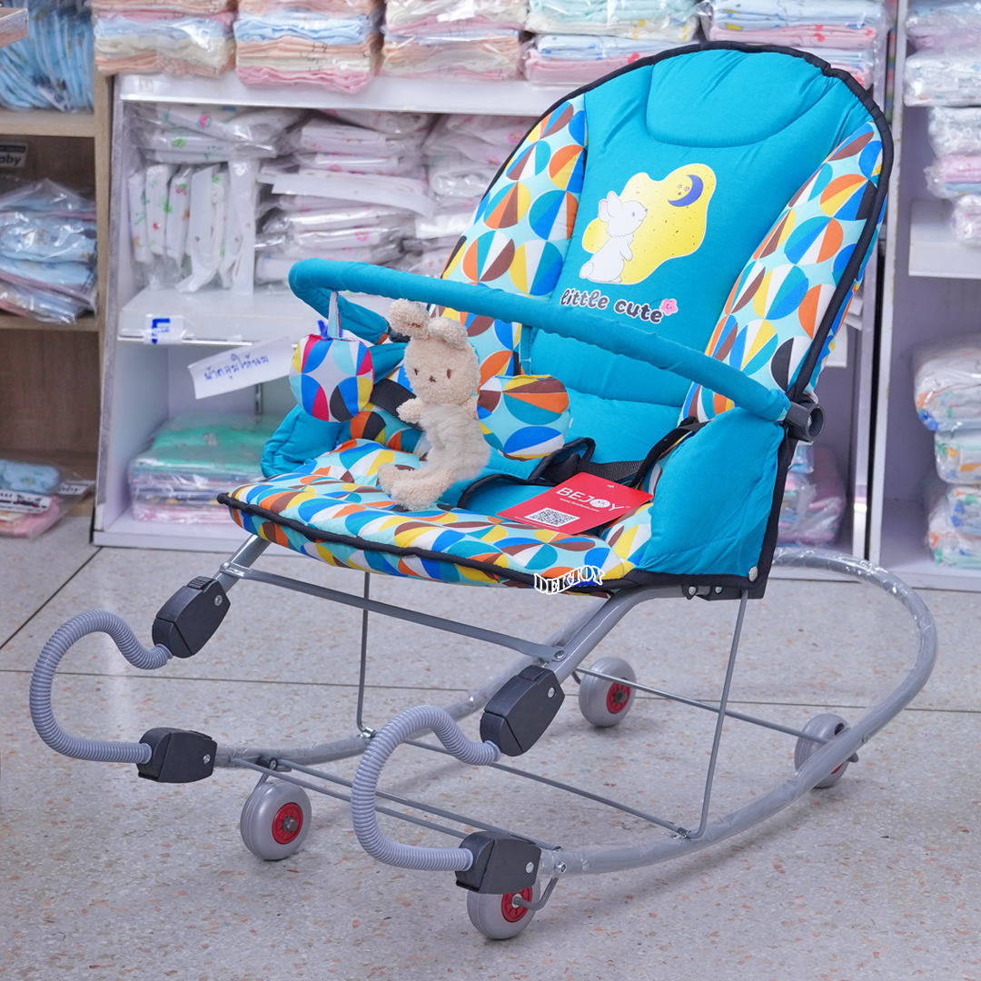 First feels เฟริสท์ฟิวส์ เปลโยกเด็กขนาดใหญ่ขาสปริง FF 482 ลายกลมใหญ่ กระต่าย