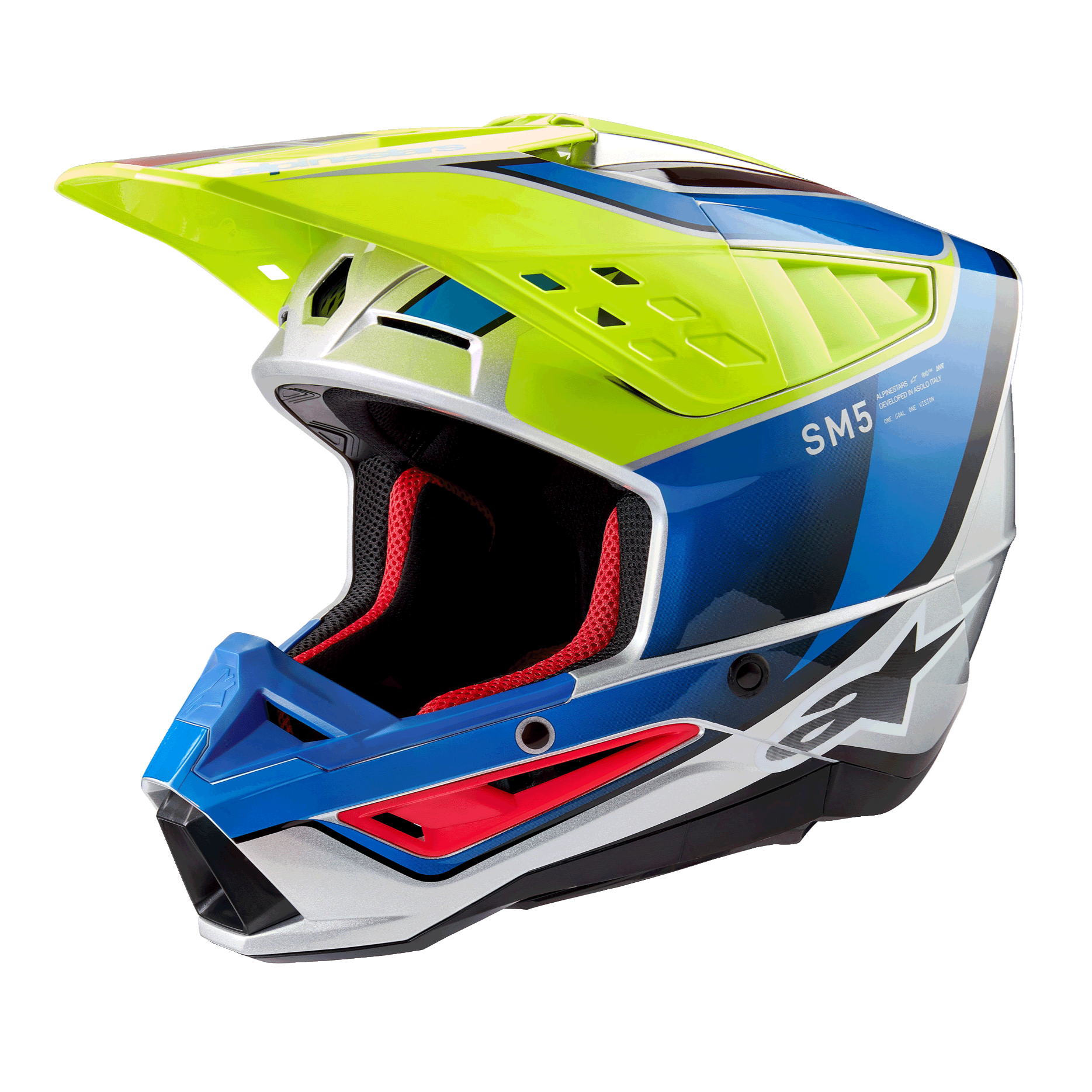 Alpinstars SM5 Sail Helmet - Yellow Fluo/Enamel/Blue Silver Glossy