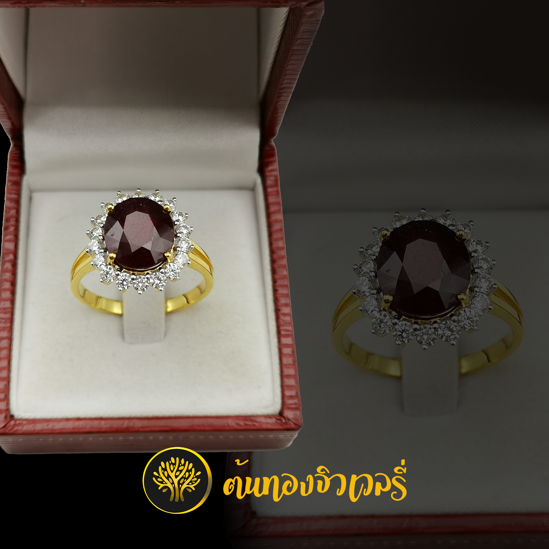 แหวนพลอยแดง เม็ดใหญ่ๆล้อมเพชร สวยๆเด่นไปเลยสิครับงานนี้