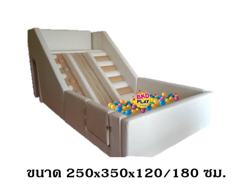 บ้านบอลโครงไม้ ชุดL บ้านบอลเด็กพร้อมปีนป่ายผจญภัย แถมลูกบอล2600 ลูก, บ่อบอลนุ่ม, ,เบาะหนังนุ่มนิ่ม softplay, indoor playground kidszone ,สวนสนุกในร่ม ,รับสั่งทำบ่อบอล ผลิตห้องบอลเด็ก ตามขนาด